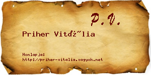 Priher Vitália névjegykártya